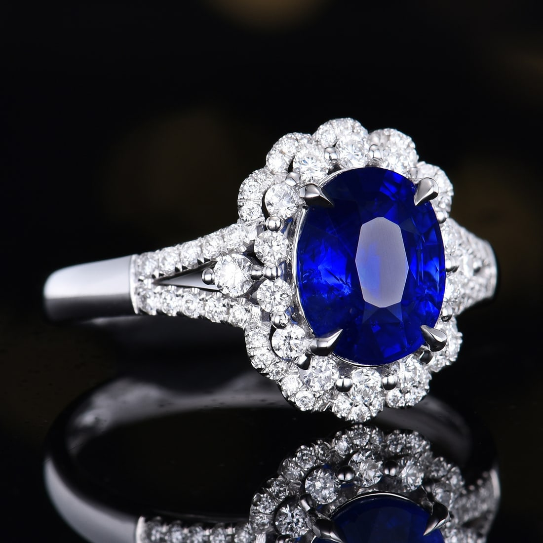 14k Gold 2.56 Ctw Natural Sapphire & Diamond Ring - 3