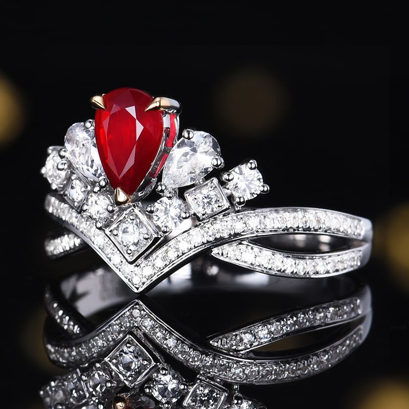 14k Gold 0.71 Ctw Natural Ruby & Diamond Ring - 3