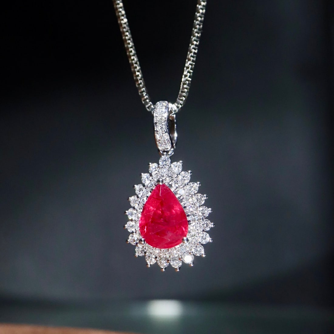 14k Gold 1.32 Ctw Natural Ruby & Diamond Pendant( Without Chain ) - 3