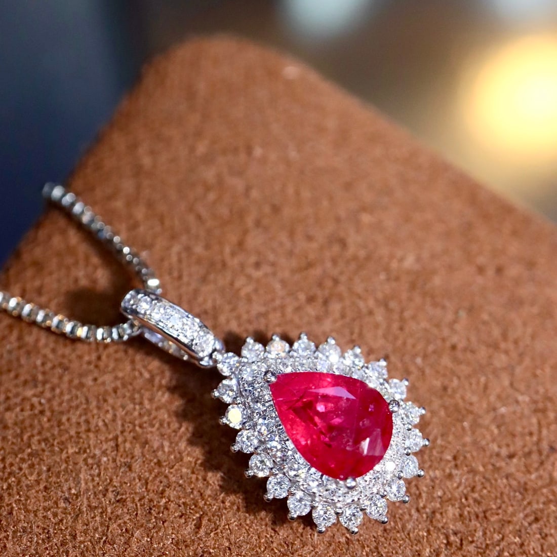 14k Gold 1.32 Ctw Natural Ruby & Diamond Pendant( Without Chain ) - 7