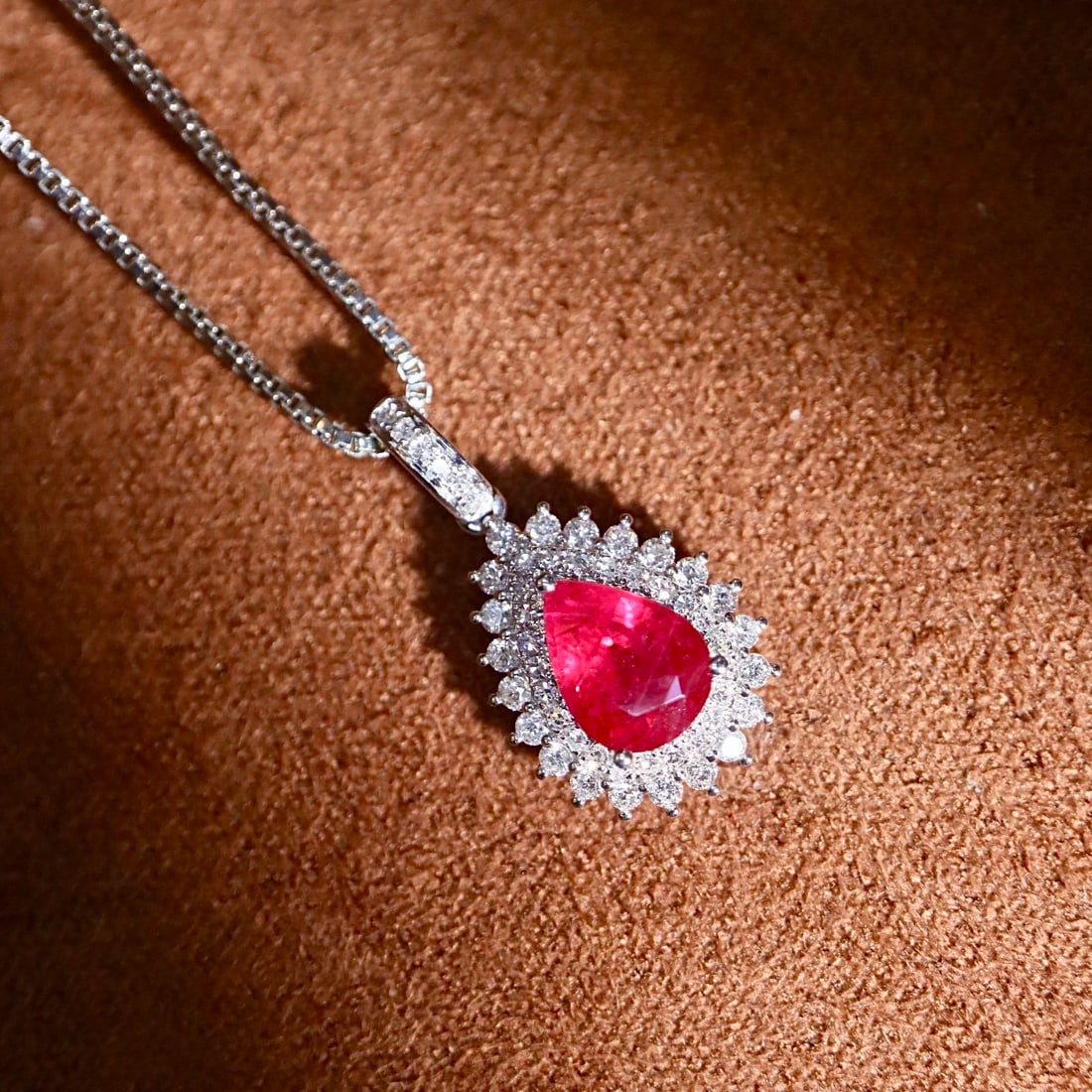 14k Gold 1.32 Ctw Natural Ruby & Diamond Pendant( Without Chain ) - 8