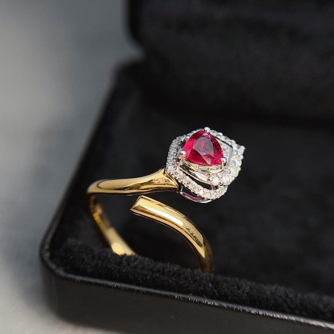 14k Gold 0.45 Ct Natural Ruby & Diamond Ring - 2