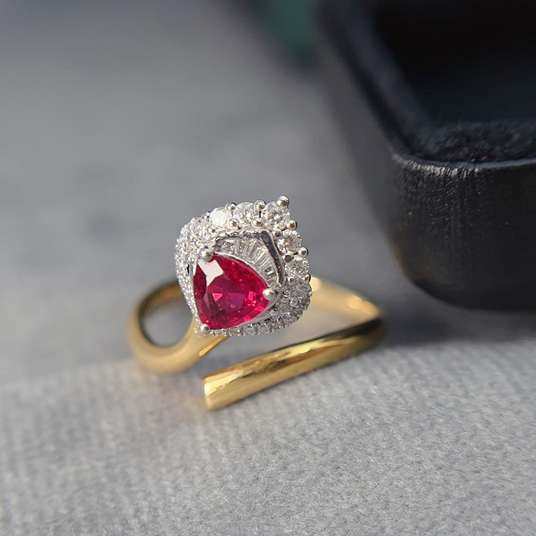 14k Gold 0.45 Ct Natural Ruby & Diamond Ring - 3