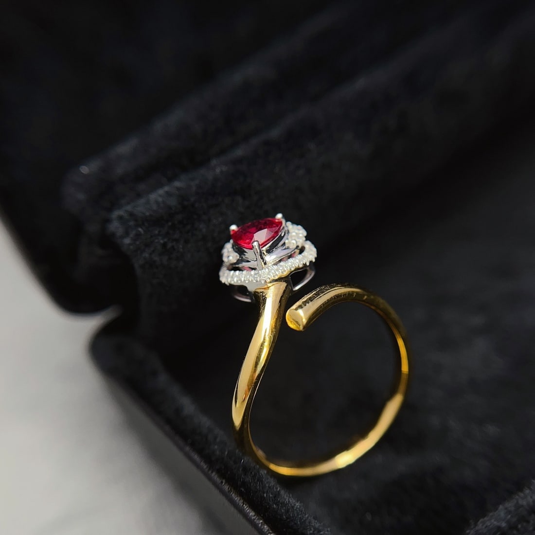 14k Gold 0.45 Ct Natural Ruby & Diamond Ring - 5