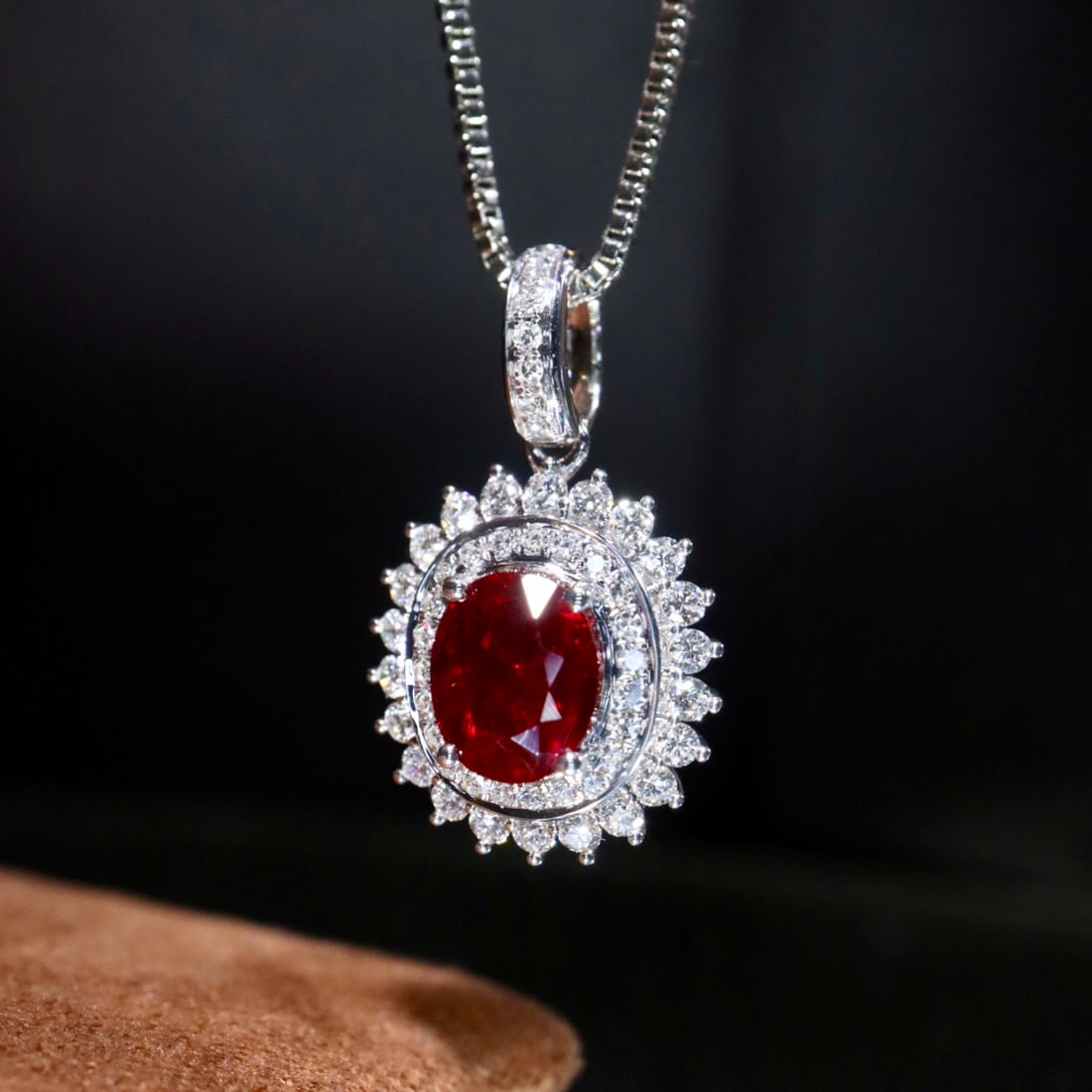 14k Gold 0.76 Ctw Natural Ruby & Diamond Pendant( Without Chain ) - 3