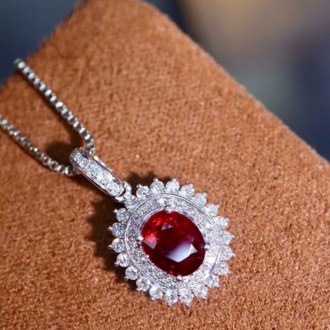 14k Gold 0.76 Ctw Natural Ruby & Diamond Pendant( Without Chain ) - 6