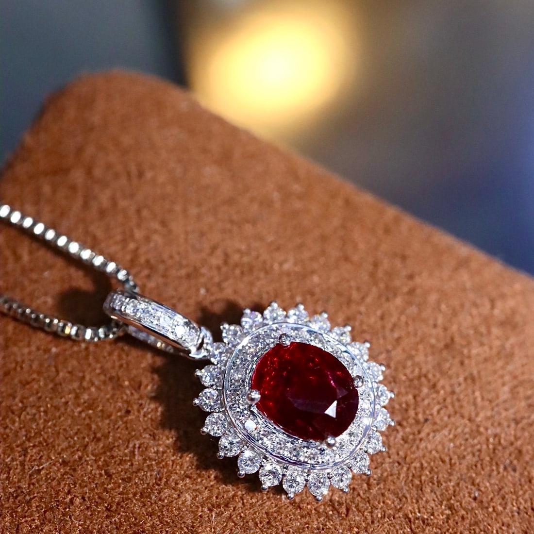 14k Gold 0.76 Ctw Natural Ruby & Diamond Pendant( Without Chain ) - 7