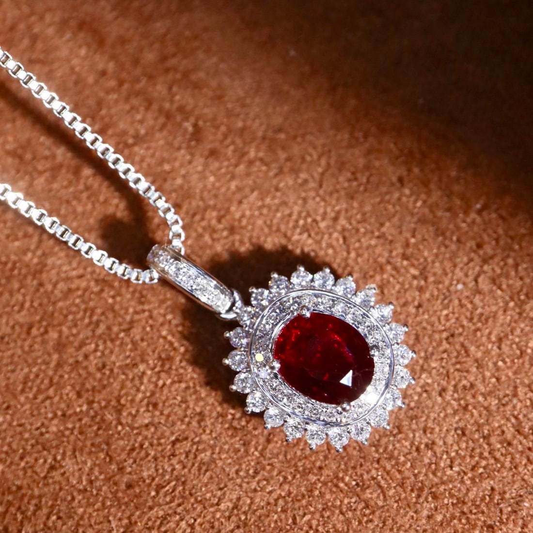 14k Gold 0.76 Ctw Natural Ruby & Diamond Pendant( Without Chain ) - 8