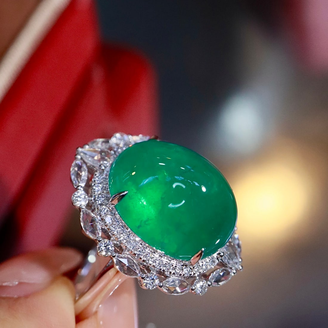 14k Gold 11.31 Ctw Natural Emerald & Diamond Ring - 4