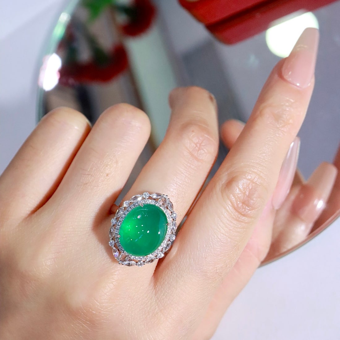 14k Gold 11.31 Ctw Natural Emerald & Diamond Ring - 8