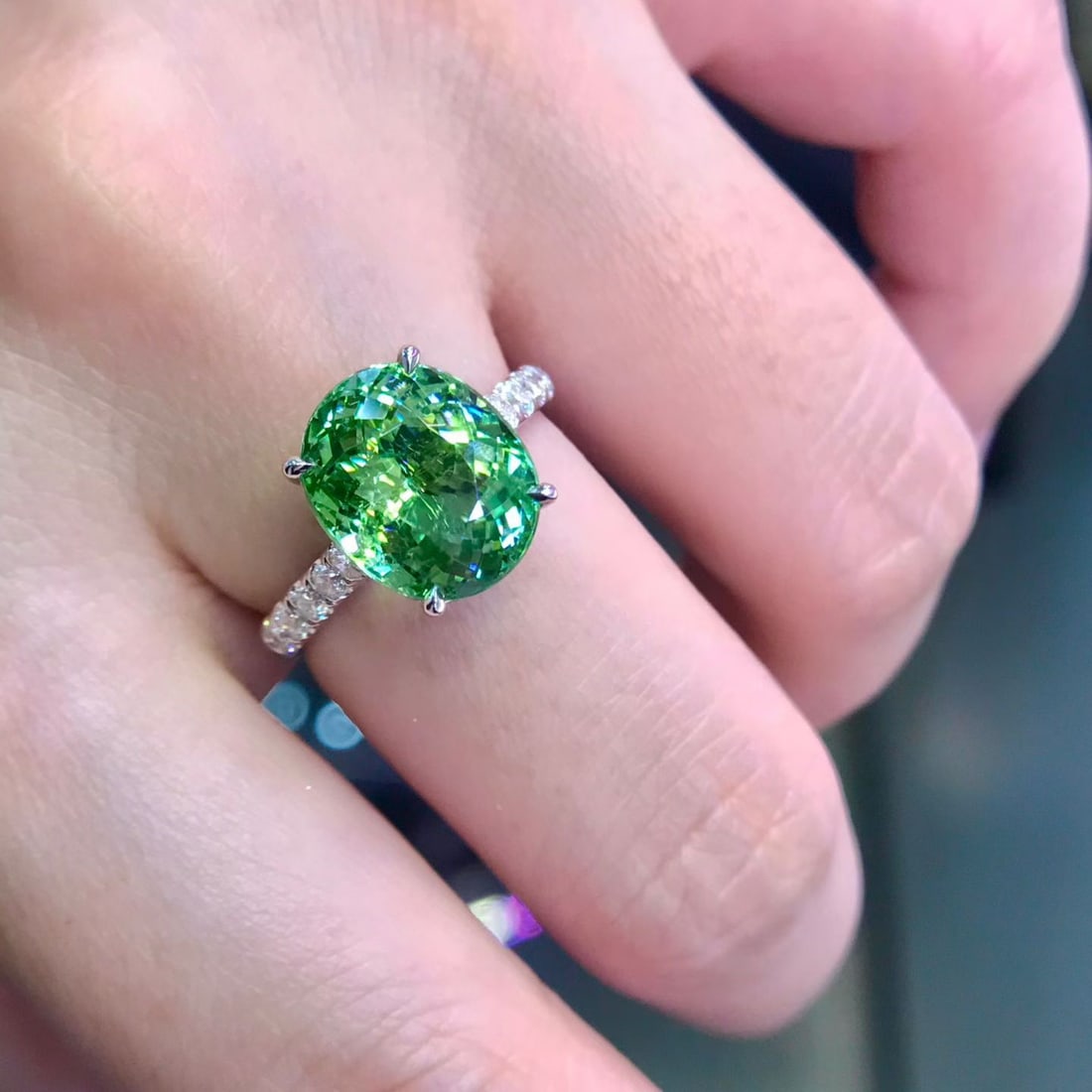 14k Gold 5.6 Ct Natural Tourmaline & Diamond Ring - 6