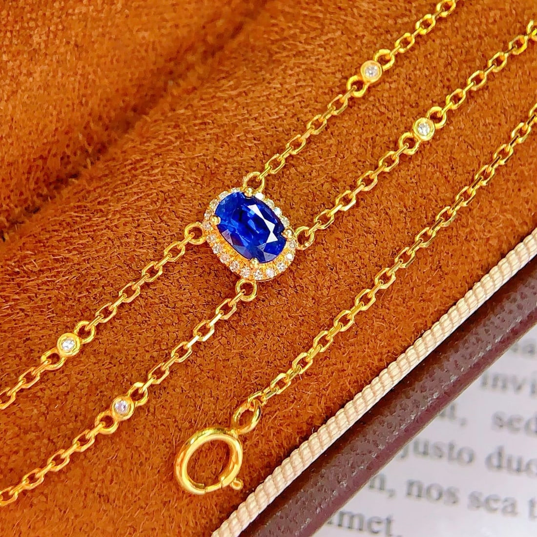 14k Gold 0.6 Ct Natural Sapphire & Diamond Bracelet - 2