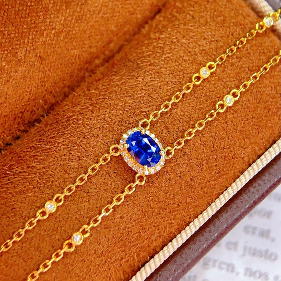 14k Gold 0.6 Ct Natural Sapphire & Diamond Bracelet - 3
