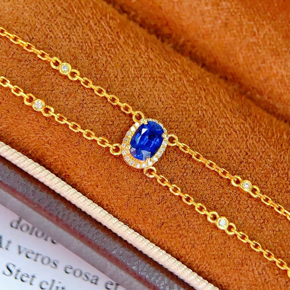 14k Gold 0.6 Ct Natural Sapphire & Diamond Bracelet - 4