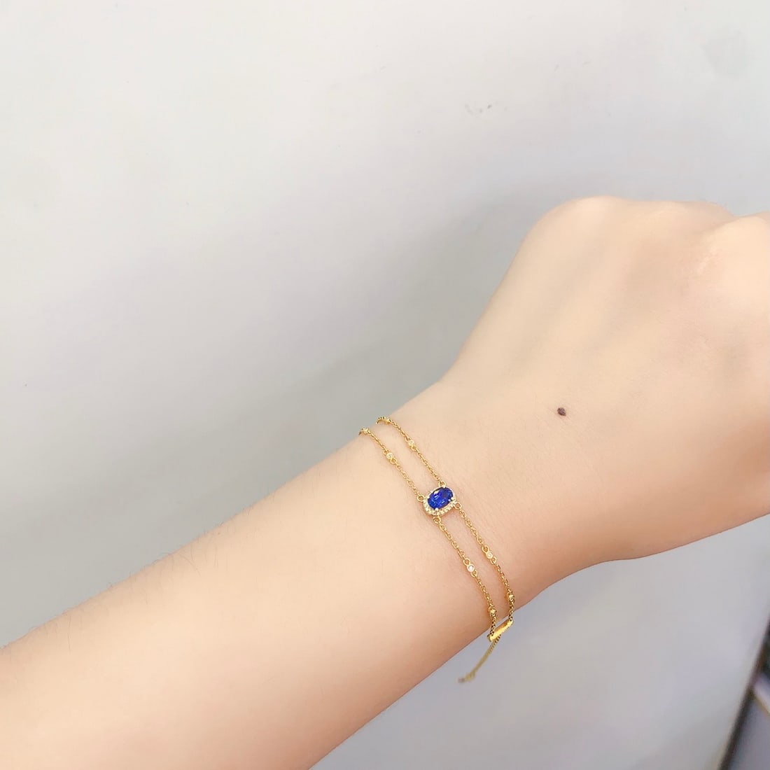 14k Gold 0.6 Ct Natural Sapphire & Diamond Bracelet - 6