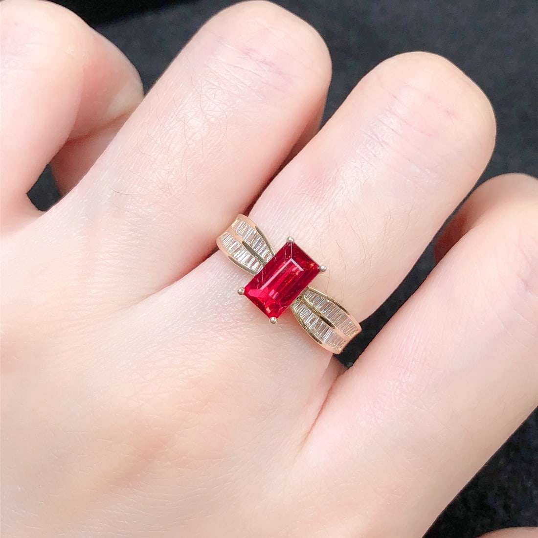14k Gold 1.31 Ctw Natural Spinel & Diamond Ring - 6