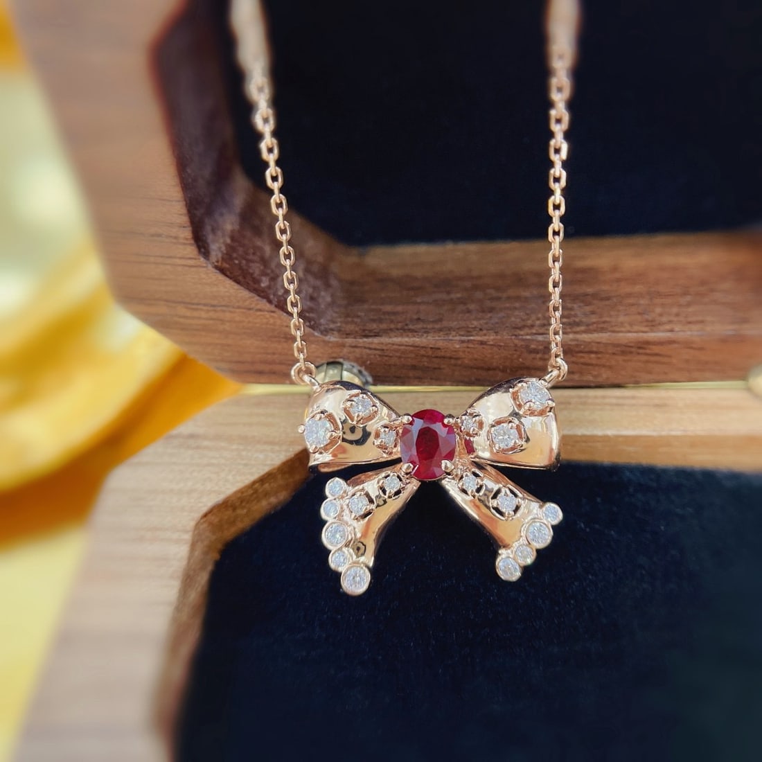 14k Gold 0.55 Ctw Natural Ruby & Diamond Necklace - 3