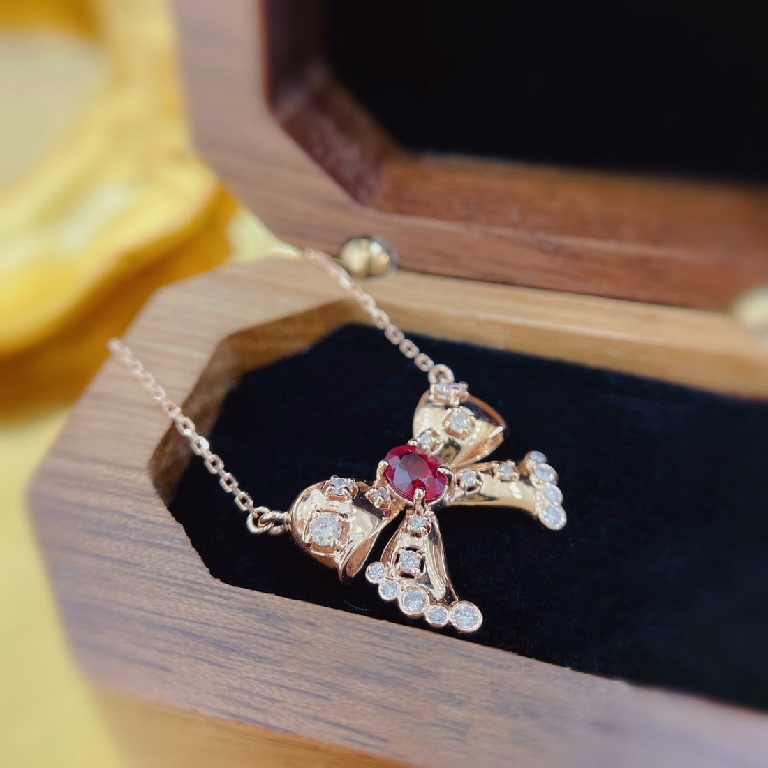 14k Gold 0.55 Ctw Natural Ruby & Diamond Necklace - 4