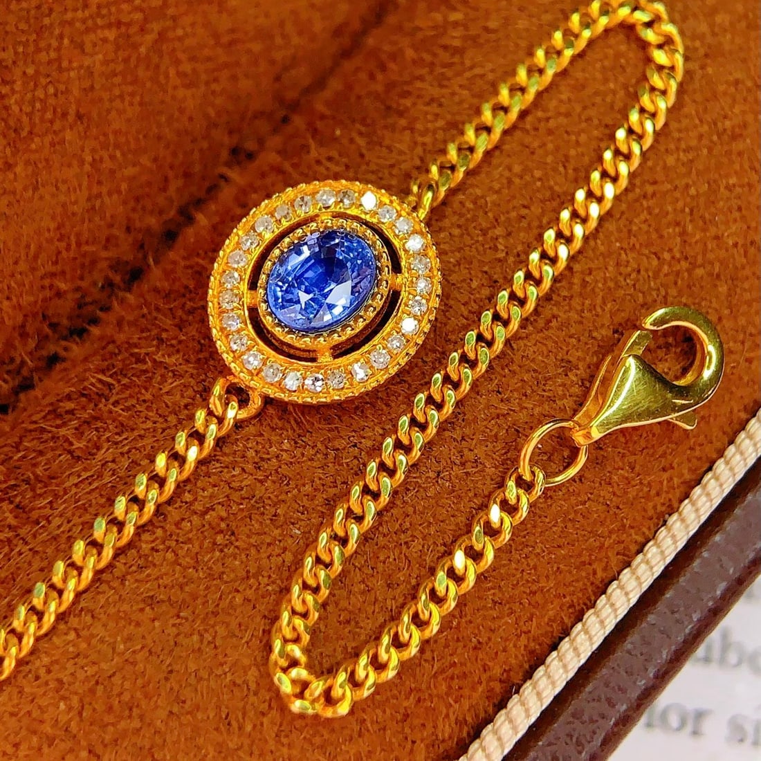 14k Gold 0.6 Ct Natural Sapphire & Diamond Bracelet - 2