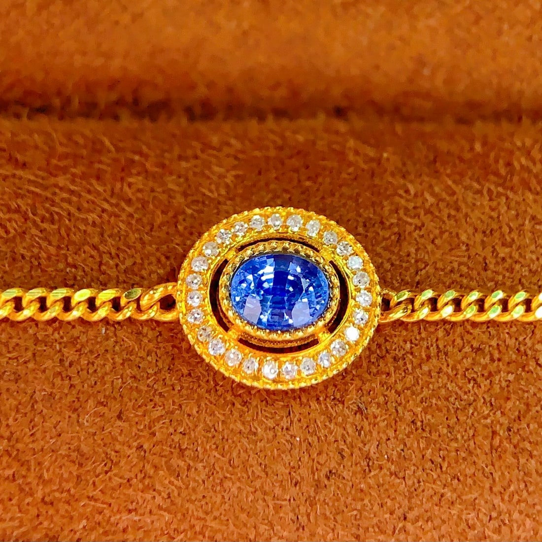 14k Gold 0.6 Ct Natural Sapphire & Diamond Bracelet - 4