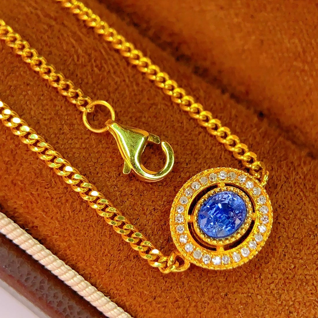 14k Gold 0.6 Ct Natural Sapphire & Diamond Bracelet - 5