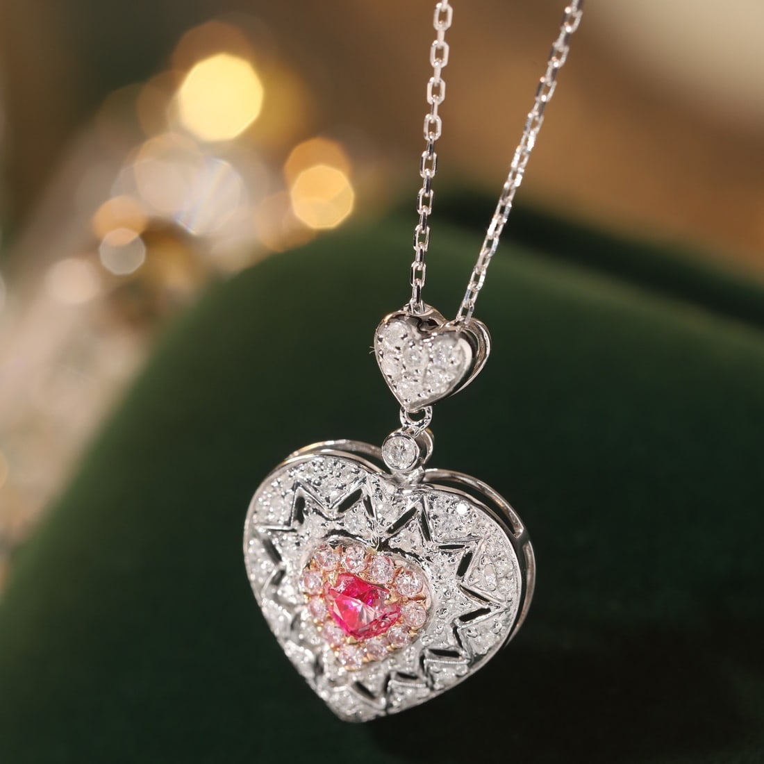 14k Gold 0.60 Ctw Natural Pink Diamond & Diamond Necklace - 2