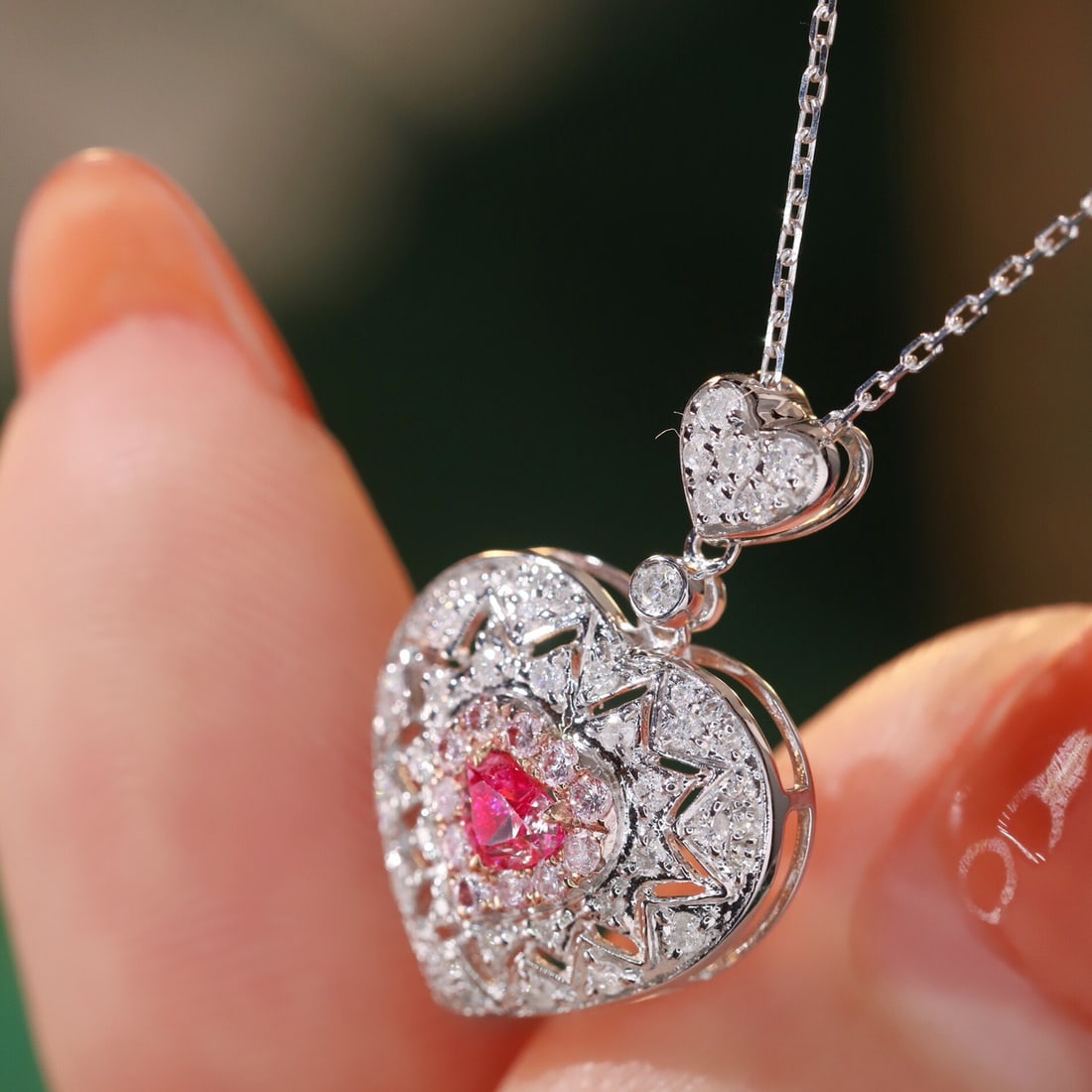 14k Gold 0.60 Ctw Natural Pink Diamond & Diamond Necklace - 6