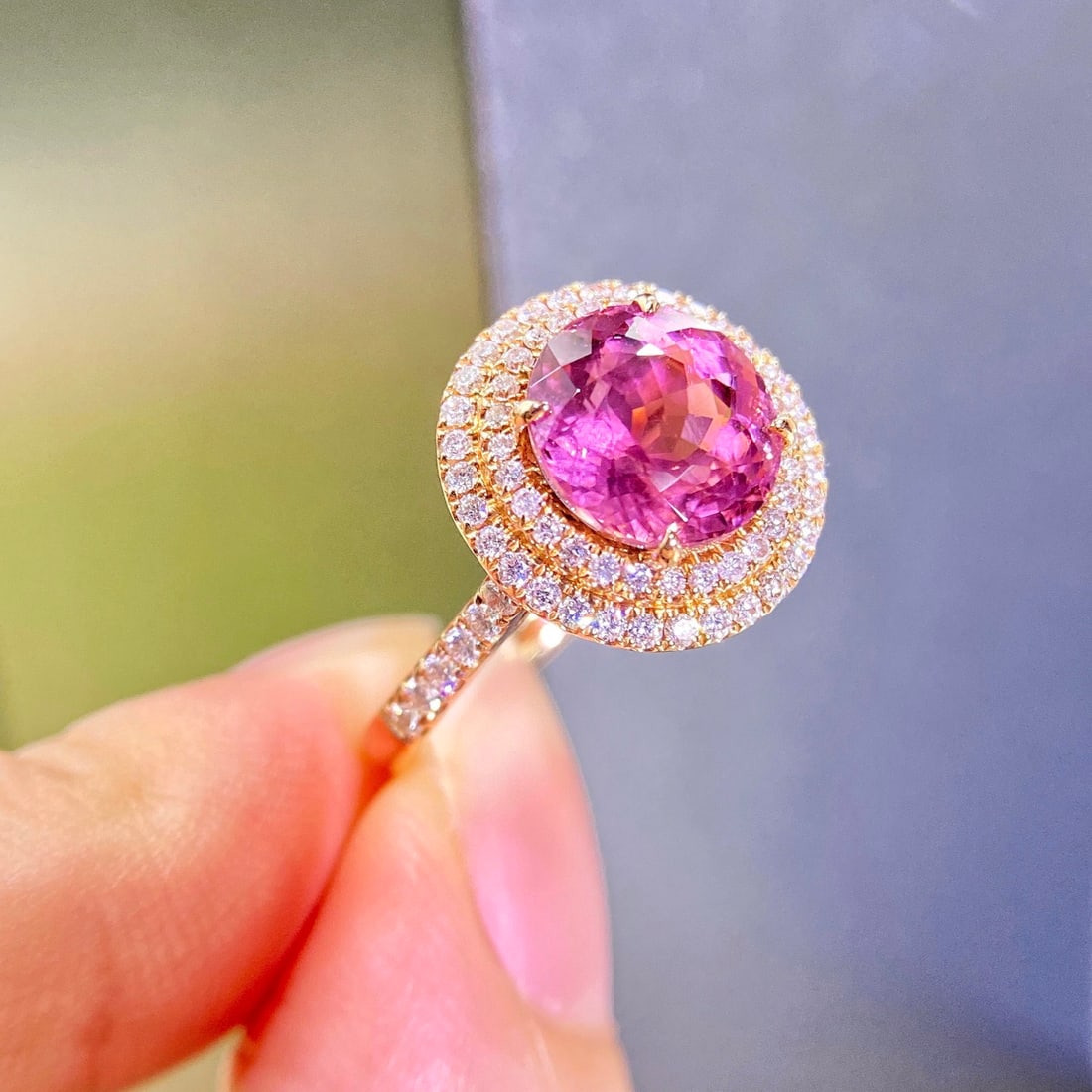 14k Gold 3.20 Ctw Natural Tourmaline & Diamond Ring - 2