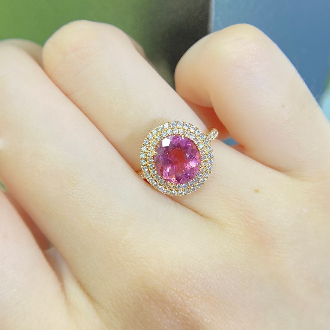 14k Gold 3.20 Ctw Natural Tourmaline & Diamond Ring - 3