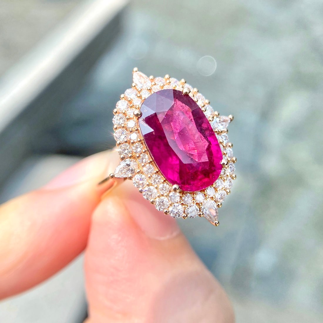 14k Gold 5.77 Ctw Natural Tourmaline & Diamond Ring - 3
