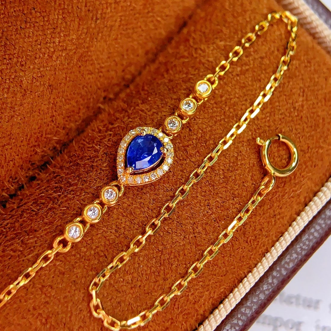 14k Gold 0.4 Ct Natural Sapphire & Diamond Bracelet - 3