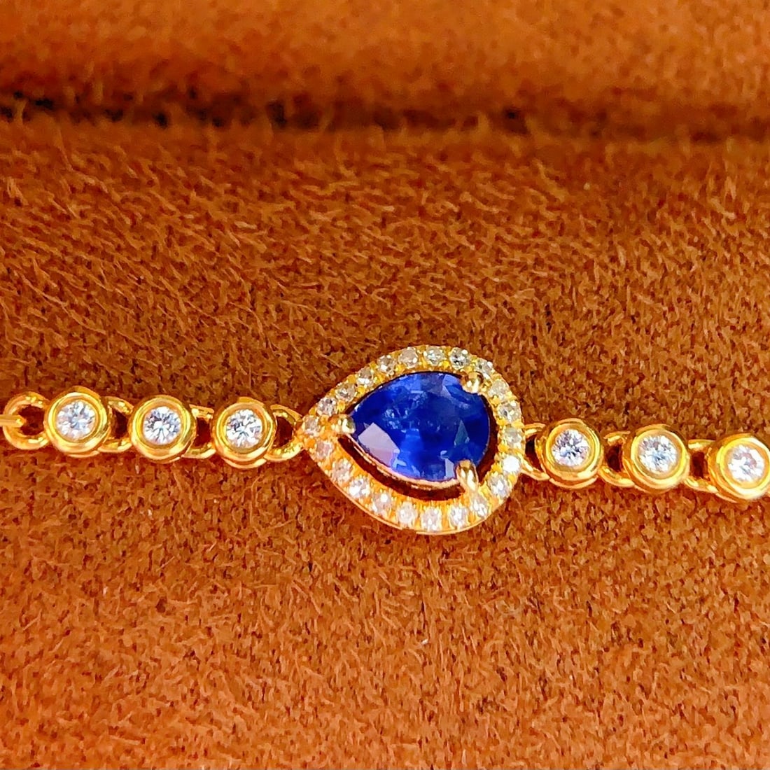 14k Gold 0.4 Ct Natural Sapphire & Diamond Bracelet - 5
