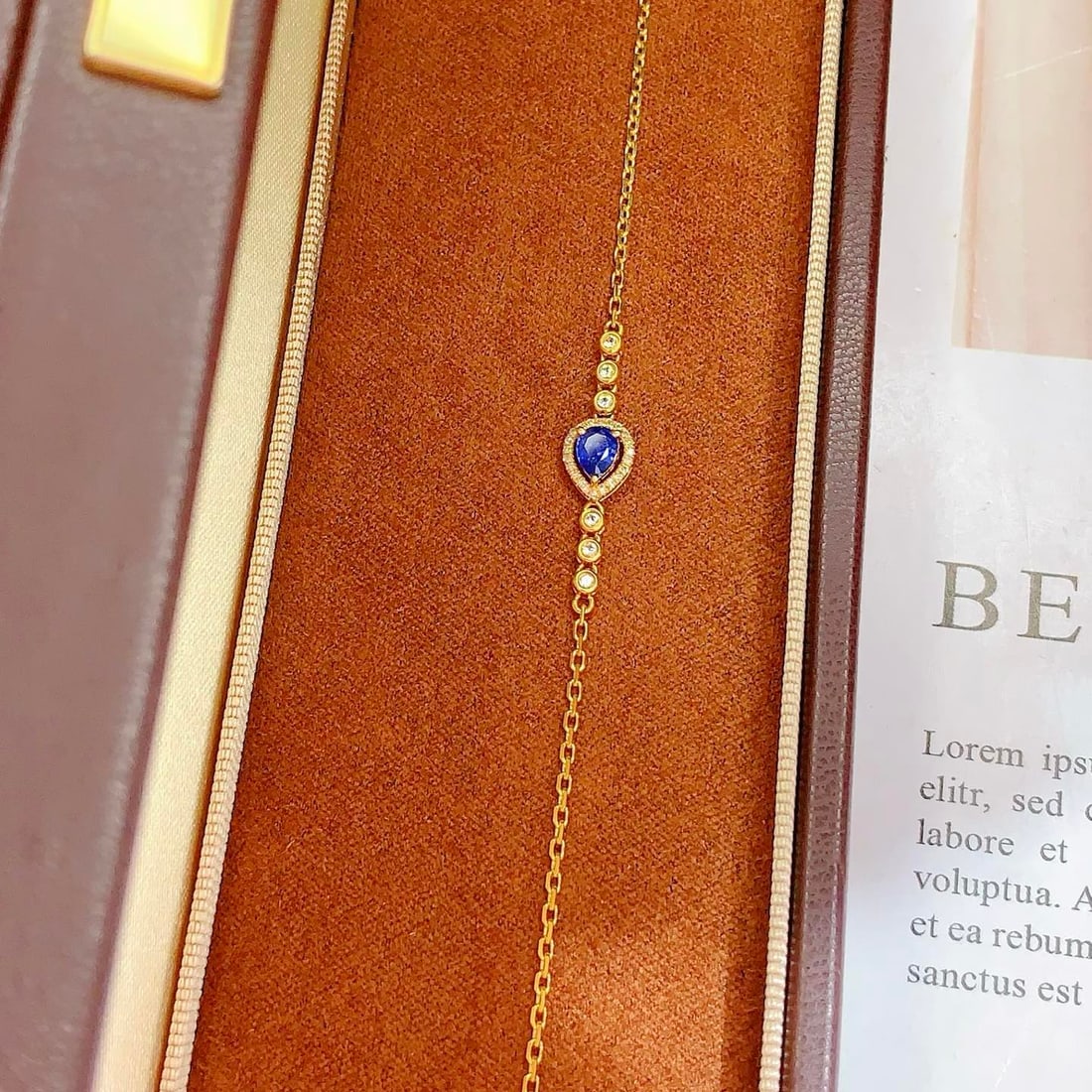 14k Gold 0.4 Ct Natural Sapphire & Diamond Bracelet - 6