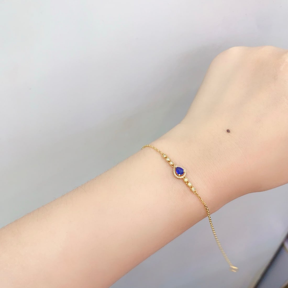 14k Gold 0.4 Ct Natural Sapphire & Diamond Bracelet - 7