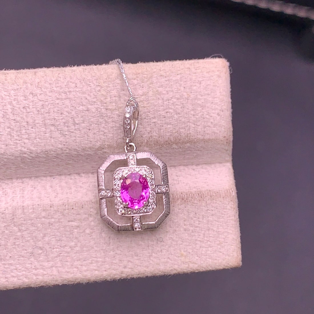 14k Gold 0.58 Ct Natural Sapphire & Diamond Pendant( Without Chain ) - 2