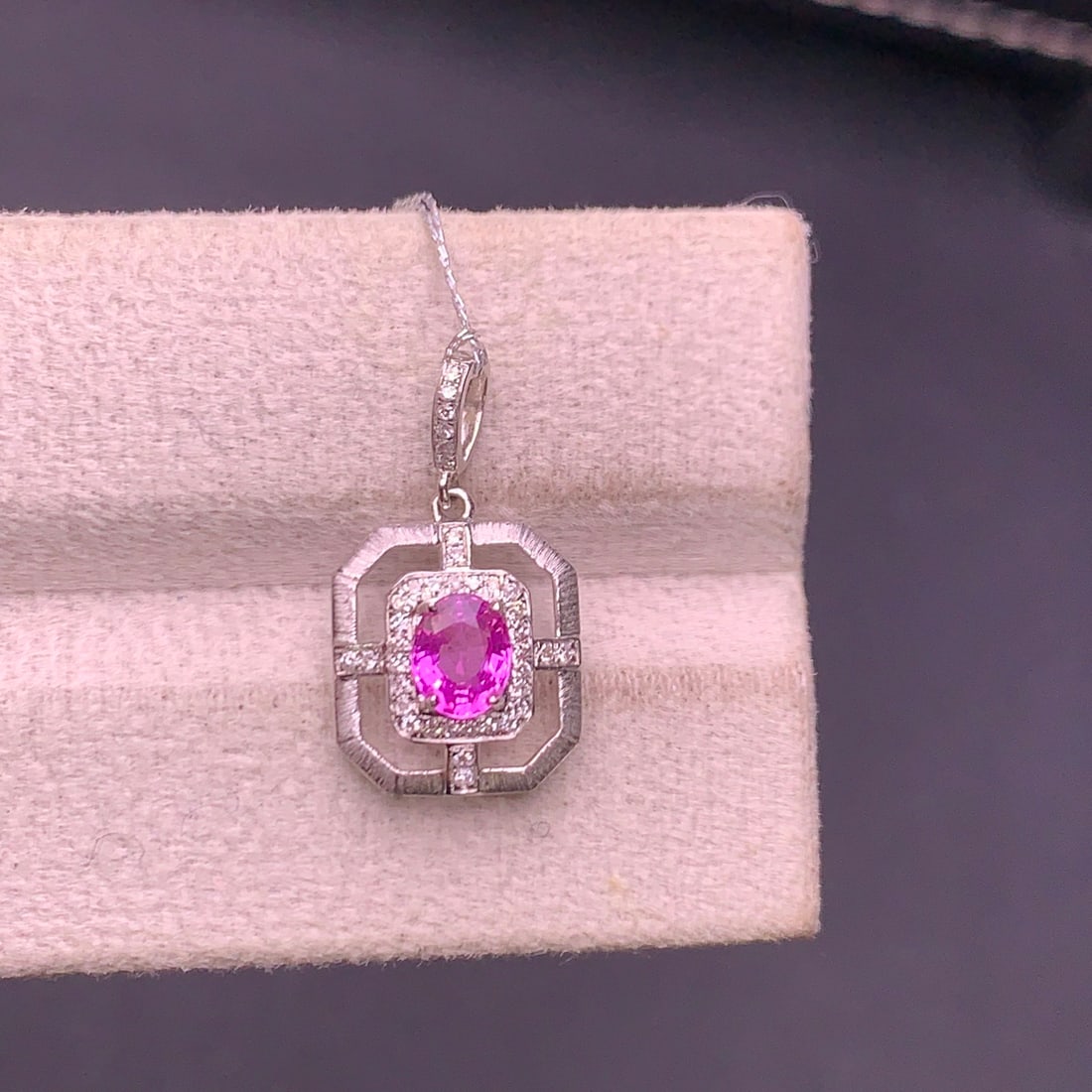 14k Gold 0.58 Ct Natural Sapphire & Diamond Pendant( Without Chain ) - 3