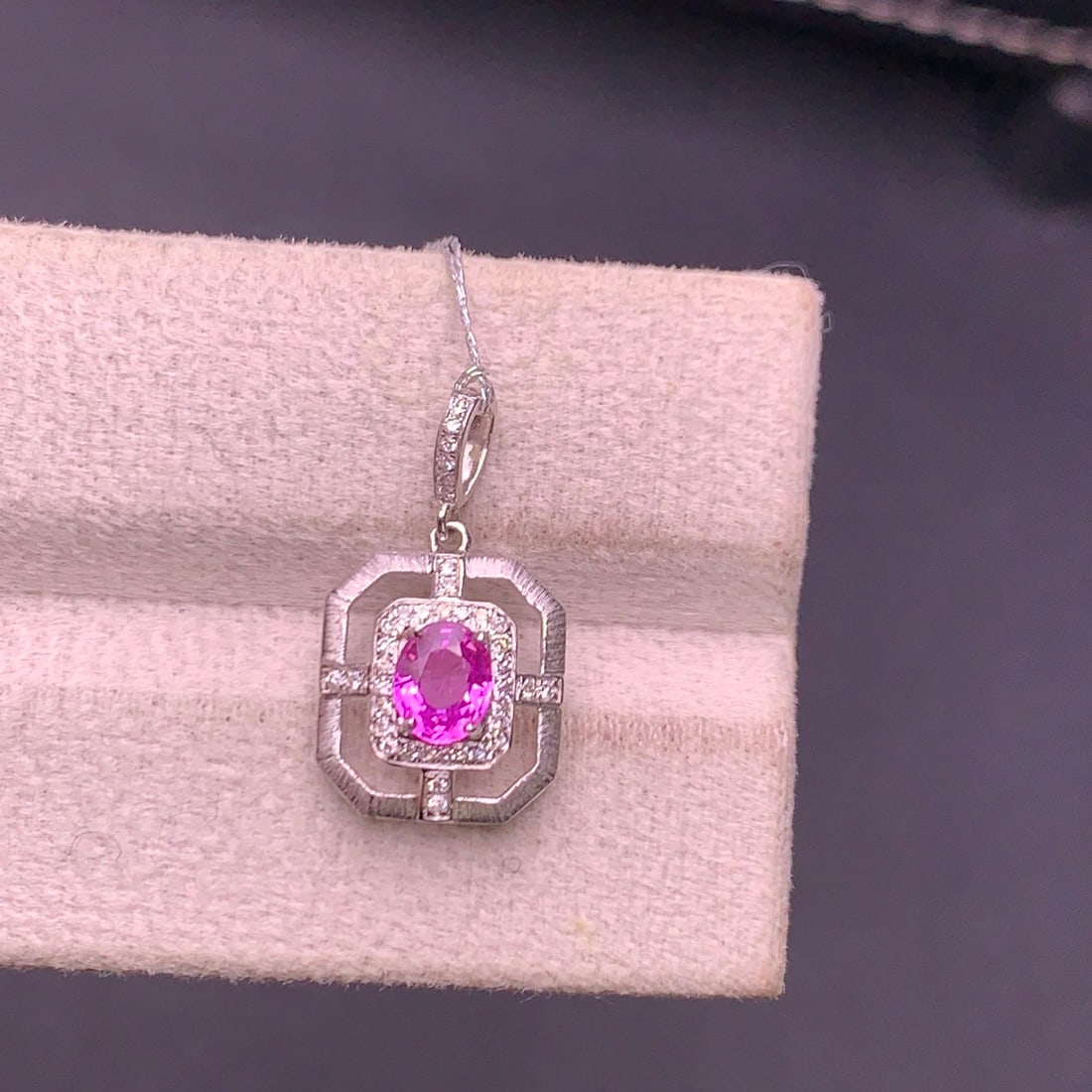 14k Gold 0.58 Ct Natural Sapphire & Diamond Pendant( Without Chain ) - 4