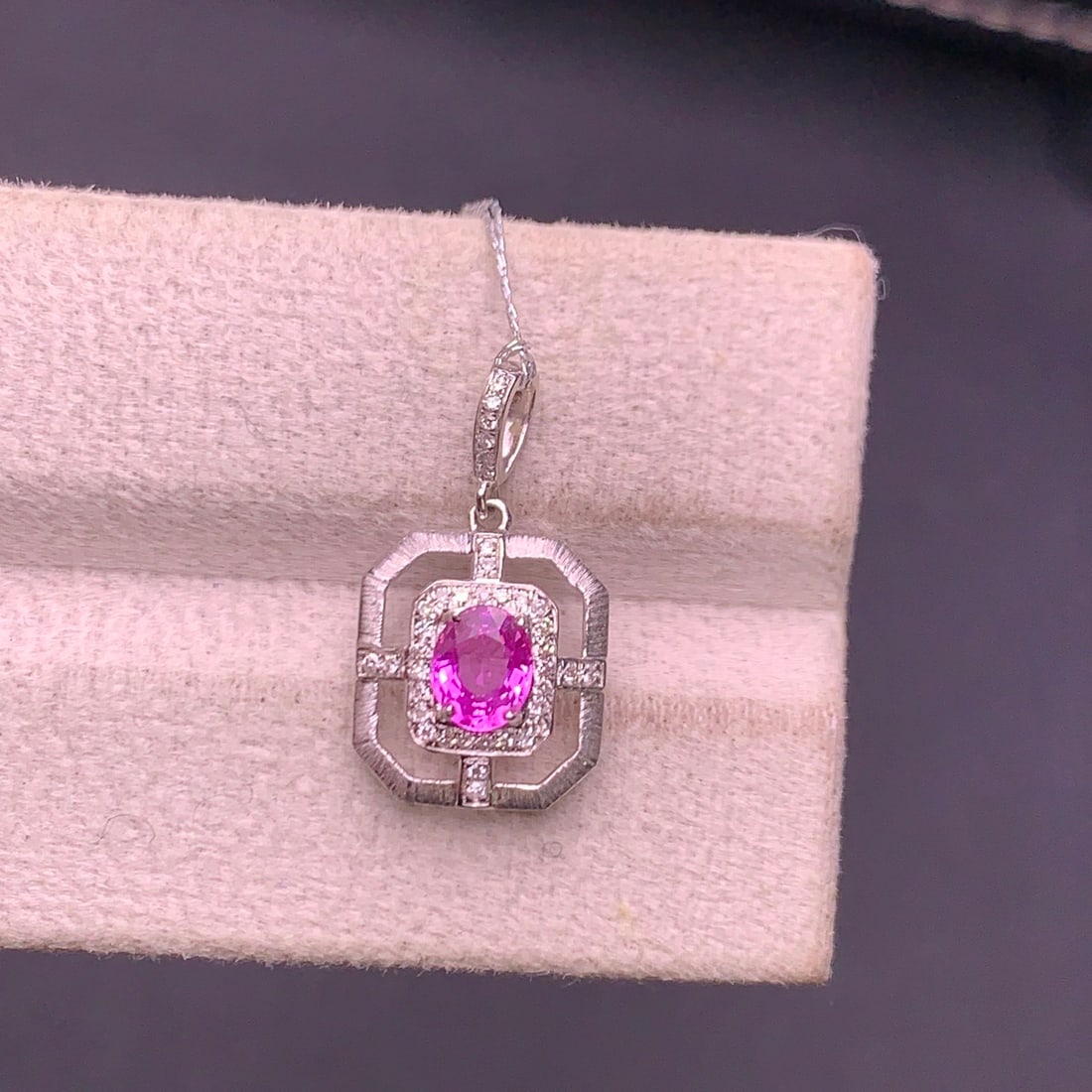 14k Gold 0.58 Ct Natural Sapphire & Diamond Pendant( Without Chain ) - 5
