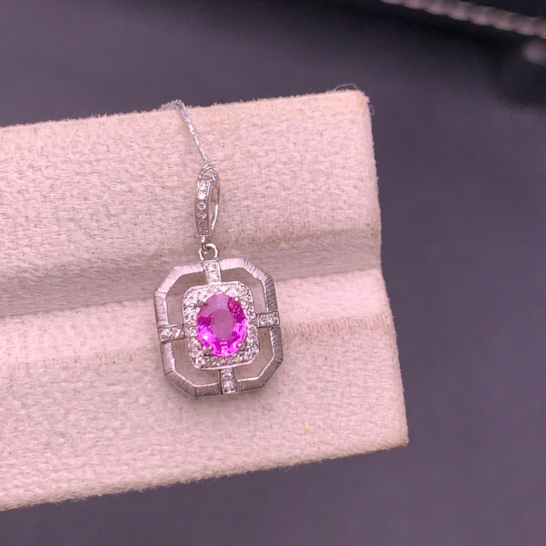14k Gold 0.58 Ct Natural Sapphire & Diamond Pendant( Without Chain ) - 7
