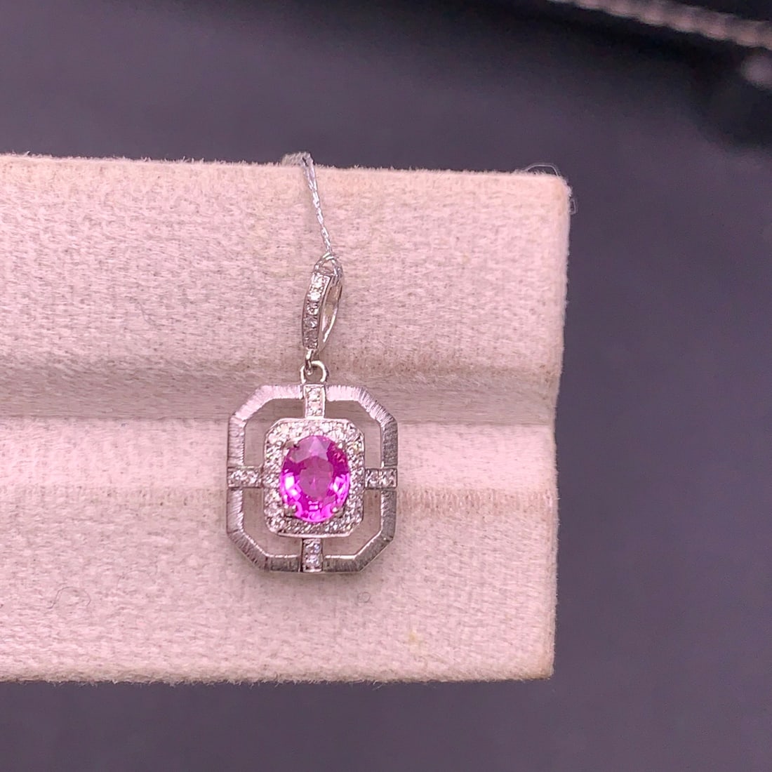 14k Gold 0.58 Ct Natural Sapphire & Diamond Pendant( Without Chain ) - 9