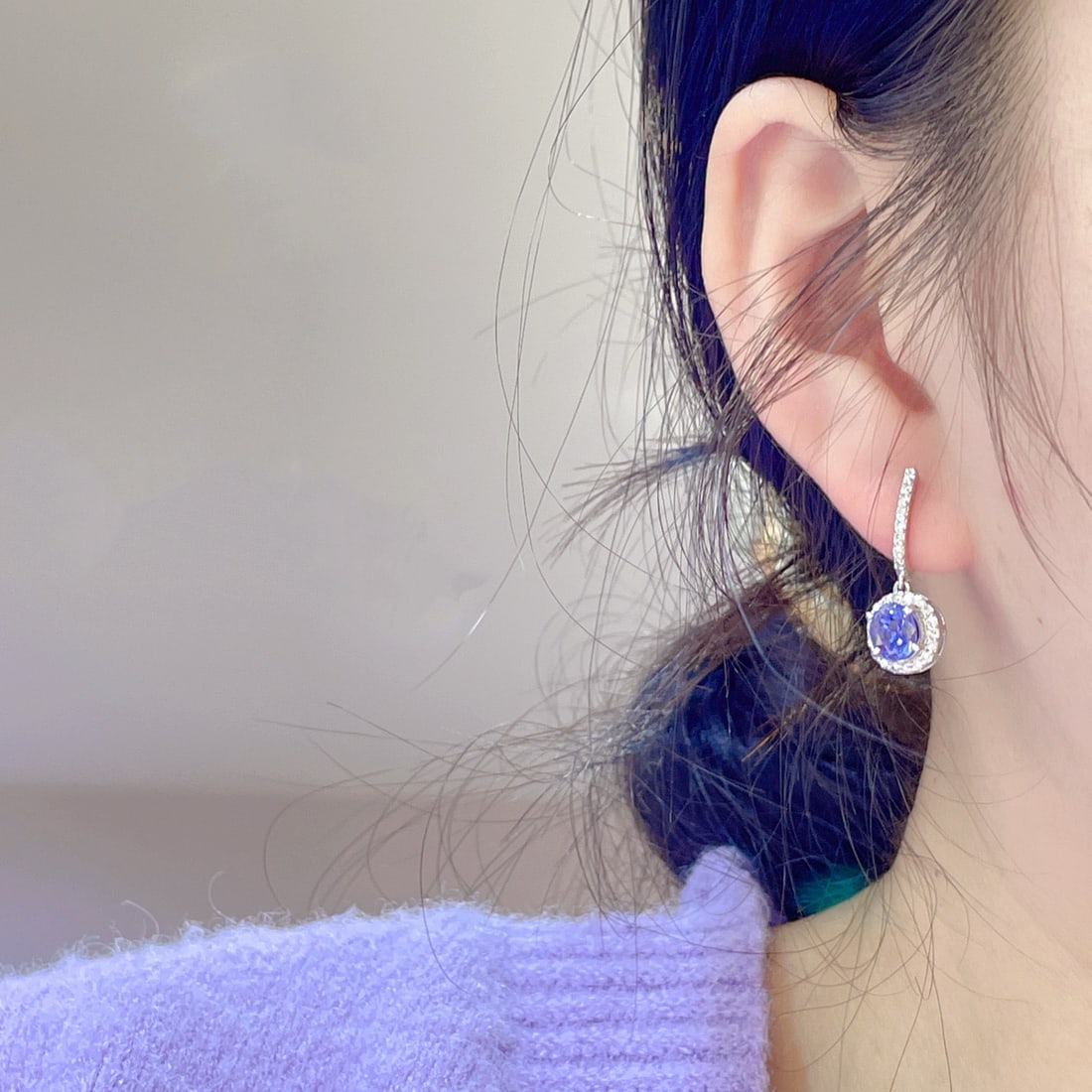 14k Gold 2.15 Ctw Natural Sapphire & Diamond Earrings - 6