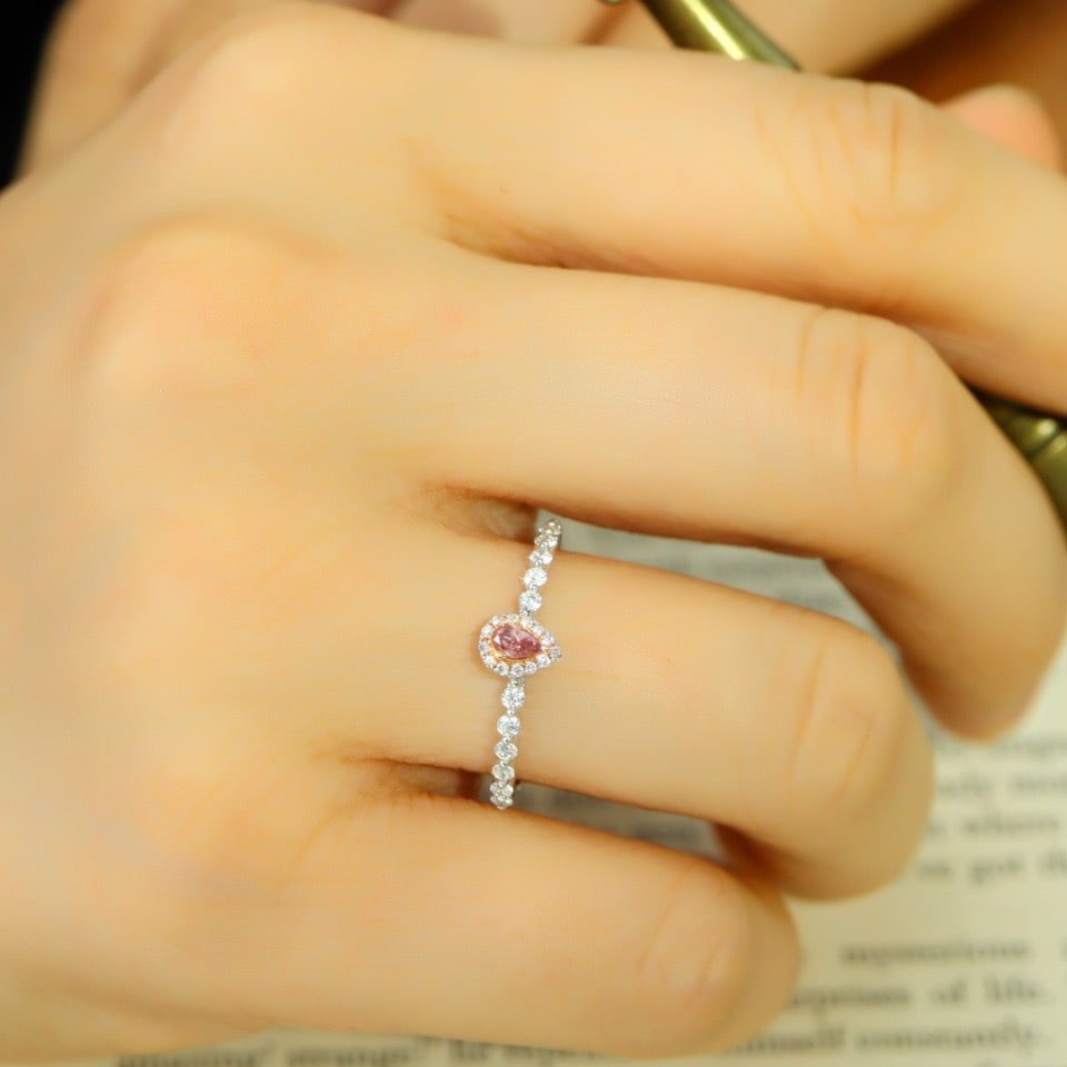 14k Gold 0.27 Ctw Natural Pink Diamond & Diamond Ring - 5