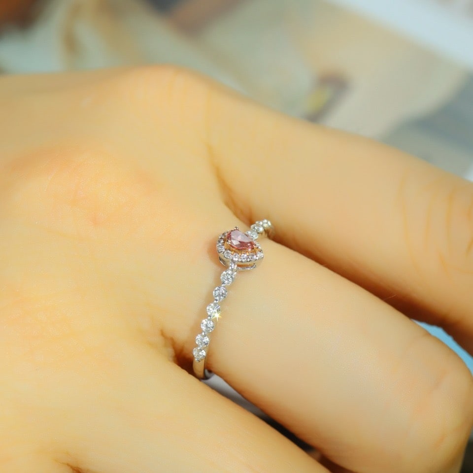 14k Gold 0.27 Ctw Natural Pink Diamond & Diamond Ring - 6
