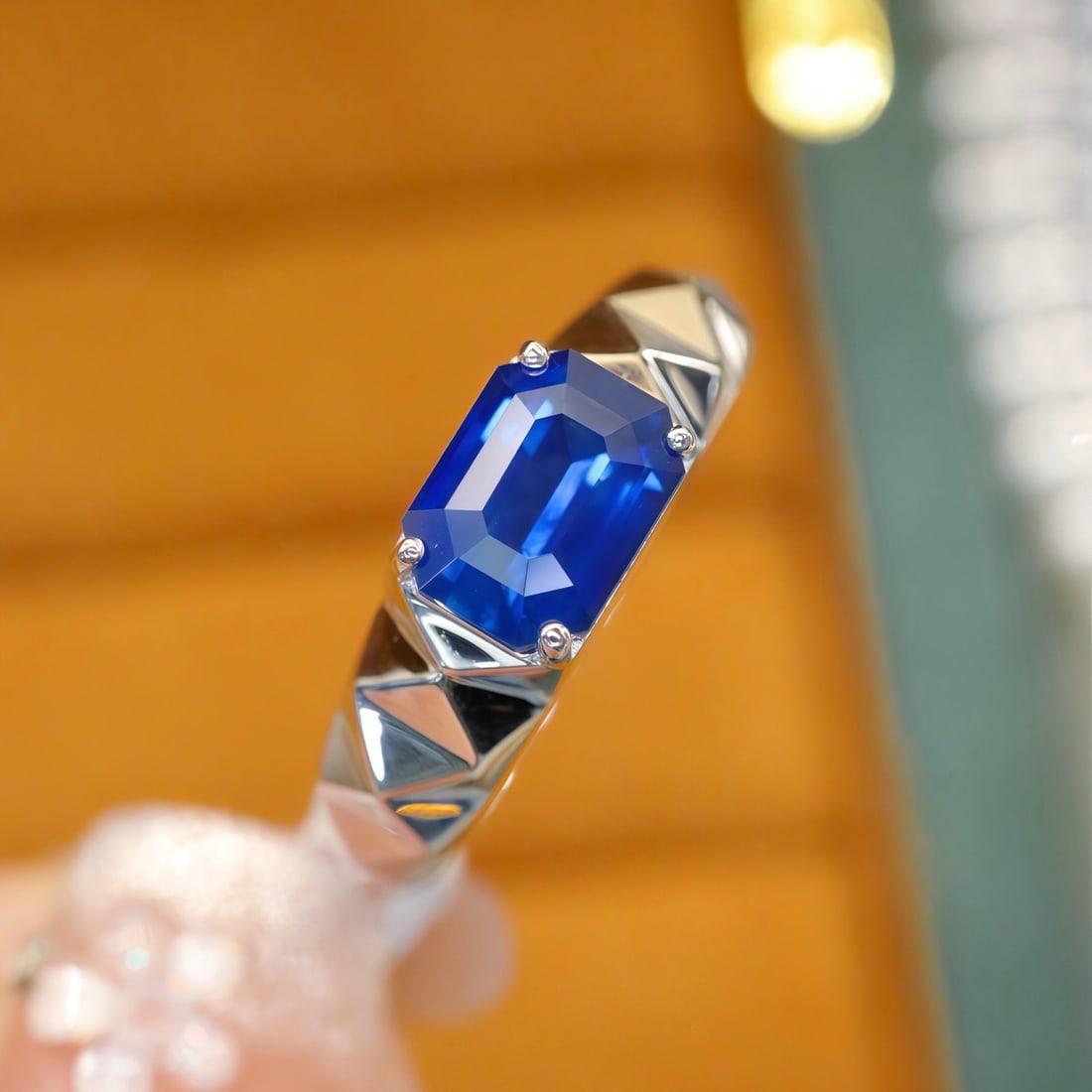 14k Gold 2.00 Ct Natural Sapphire & Men¡¯s Ring - 2