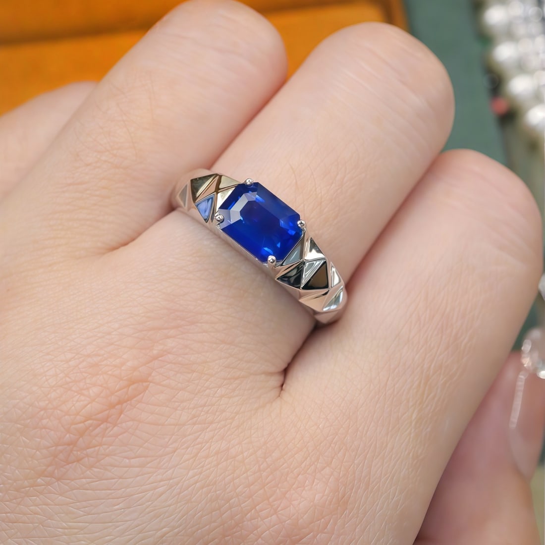 14k Gold 2.00 Ct Natural Sapphire & Men¡¯s Ring - 5