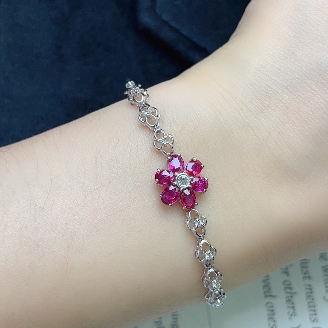 14k Gold 2.30 Ct Natural Ruby & Sapphire Bracelet - 4