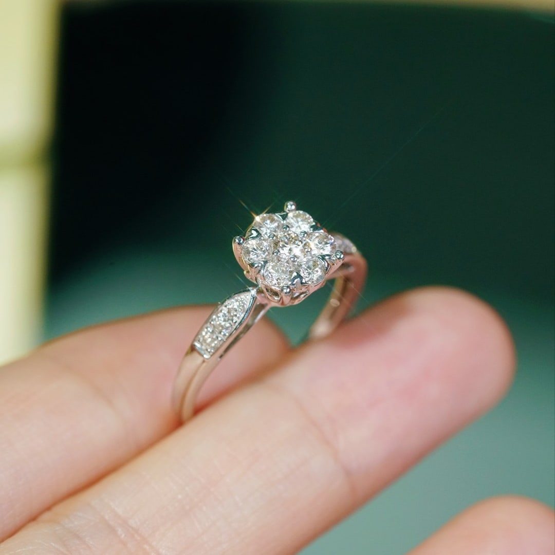 14k Gold 0.66 Ct Natural H Diamond Ring - 6
