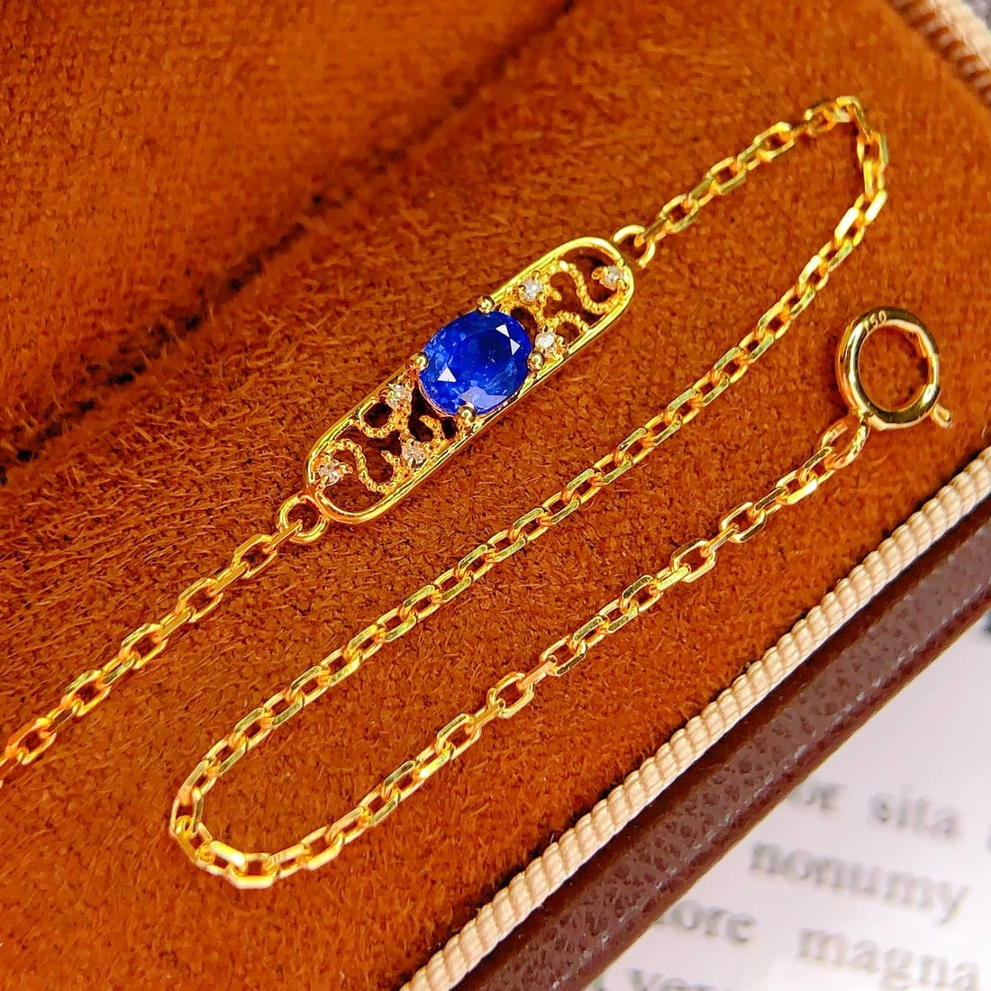 14k Gold 0.45 Ct Natural Sapphire & Diamond Bracelet - 2