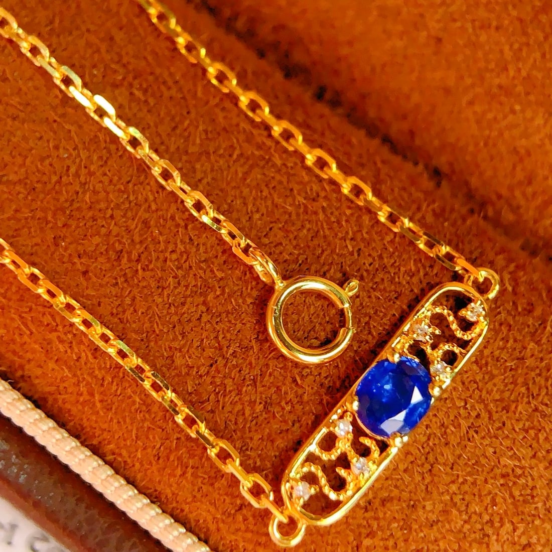 14k Gold 0.45 Ct Natural Sapphire & Diamond Bracelet - 4