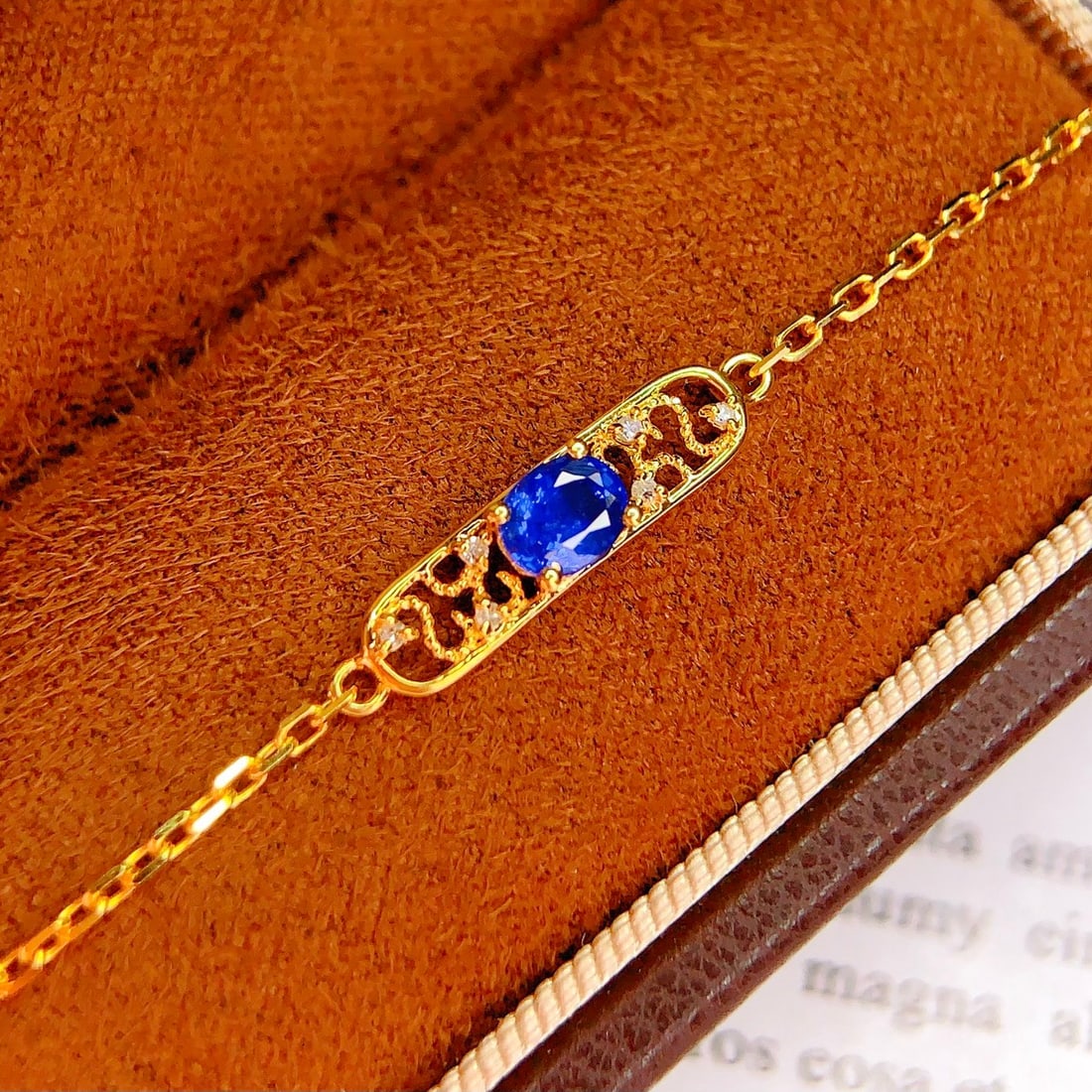 14k Gold 0.45 Ct Natural Sapphire & Diamond Bracelet - 5